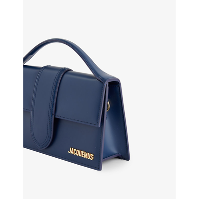 Shop Jacquemus Dark Navy Le Grand Bambino Leather Top-handle Bag