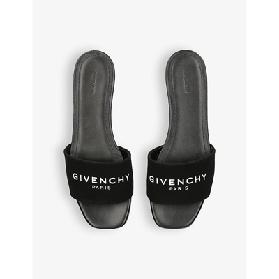 Shop Givenchy Women's Black Logo-embellished Woven Sandals