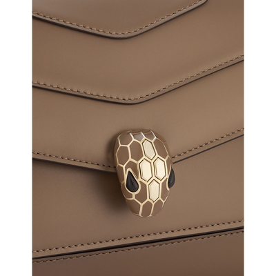 Shop Bvlgari Serpenti Forever Leather Shoulder Bag In Brown
