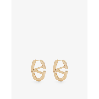 Shop Valentino Logo-engraved Brass Earrings In Oro 18