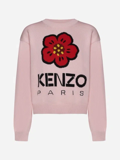 Shop Kenzo Boke Flower Cotton Sweater In Faded Pink