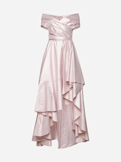 Shop Talbot Runhof Lame' Evening High-low Dress In Marble