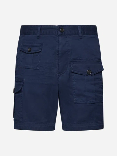 Shop Dsquared2 Sexy Cotton Cargo Shorts In Navy Blue