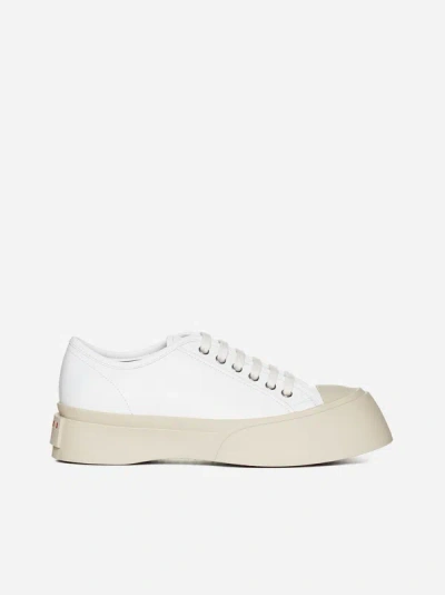 Shop Marni Pablo Leather Sneakers In White