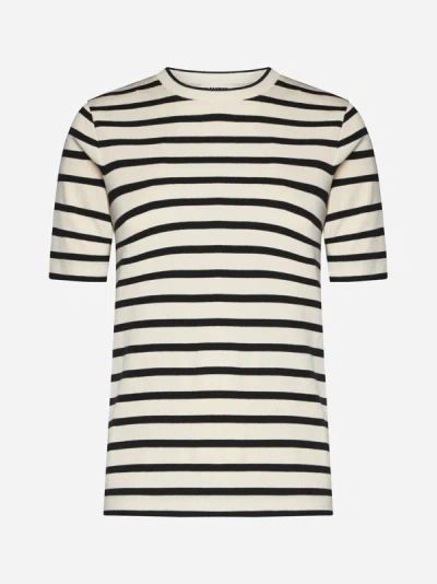 Shop Jil Sander+ Striped Knit Cotton T-shirt In Ivory,black