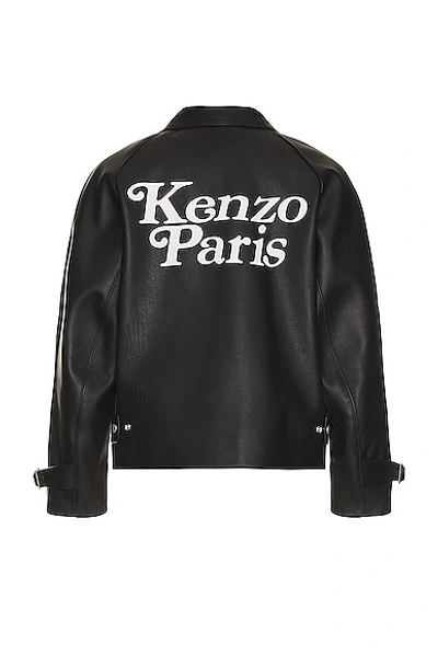 Shop Kenzo By Verdy Leather Motorcycle Jacket In Black