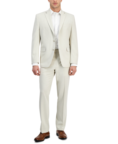 Shop Perry Ellis Men's Modern-fit Solid Nested Suits In Stone