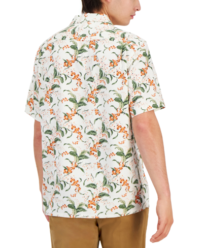 Shop Club Room Men's Elevated Short-sleeve Floral Print Button-front Camp Shirt, Created For Macy's In Bright White
