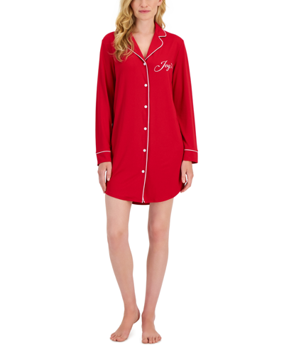 Shop Charter Club Sueded Super Soft Knit Sleepshirt Nightgown, Created For Macy's In Joy Candy Red