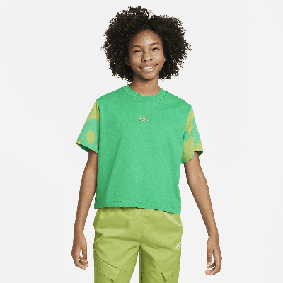Shop Nike Sportswear Big Kids' (girls') Boxy T-shirt In Green