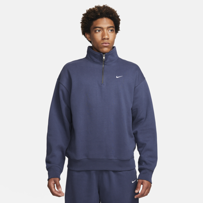 Shop Nike Men's Solo Swoosh 1/4-zip Top In Blue
