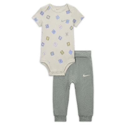 Shop Nike Baby (0-9m) 2-piece Printed Bodysuit Set In Green
