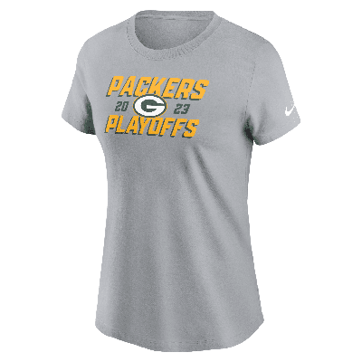 Shop Nike Green Bay Packers 2023 Nfl Playoffs Iconic  Women's Nfl T-shirt In Grey