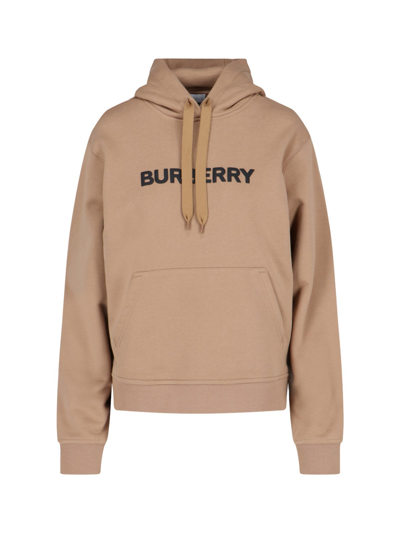 Shop Burberry Logo Hoodie In Brown
