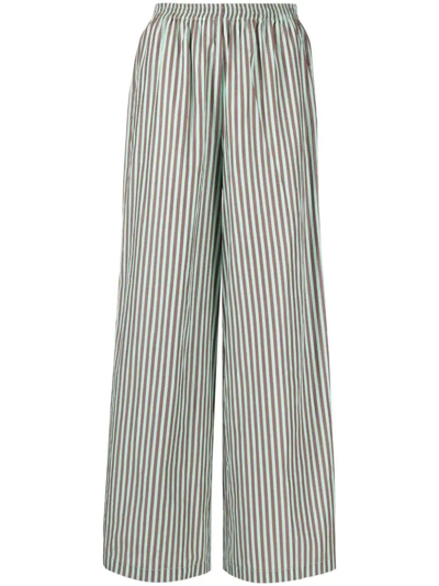 Shop Forte Forte Striped `chic Taffetas` Palazzo Pants In Green