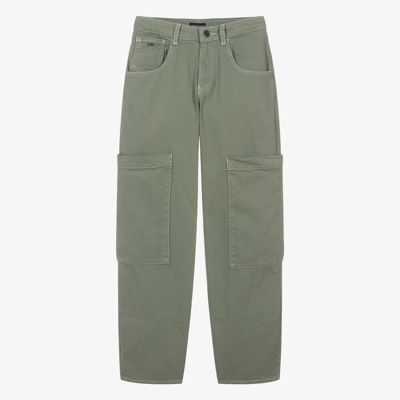 Shop Emporio Armani Teen Boys Green Twill Cargo Trousers