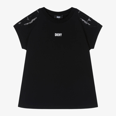 Shop Dkny Girls Black Cotton T-shirt Dress