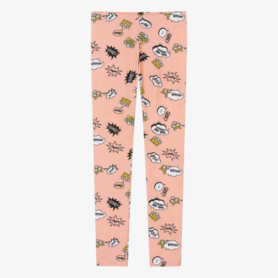 Shop Kenzo Kids Teen Girls Pink Graphic Cotton Leggings