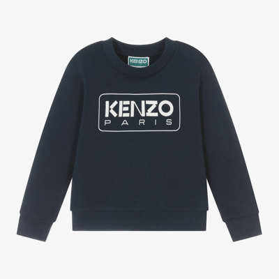 Shop Kenzo Kids Boys Navy Blue Cotton Sweatshirt