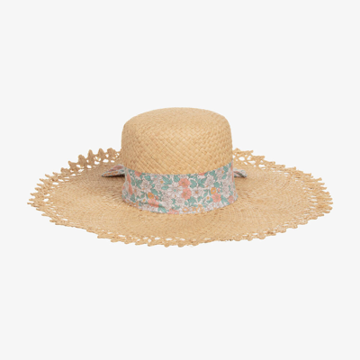 Shop Kidiwi Girls Beige Straw Sun Hat