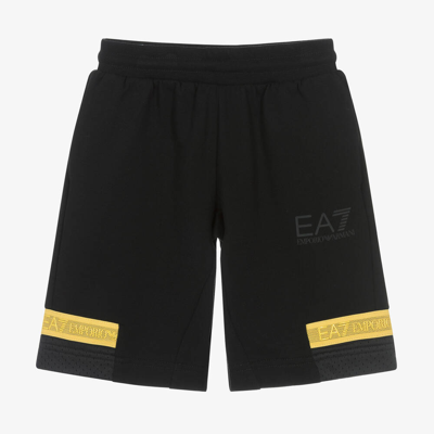 Shop Ea7 Emporio Armani Boys Black Cotton Jersey Shorts