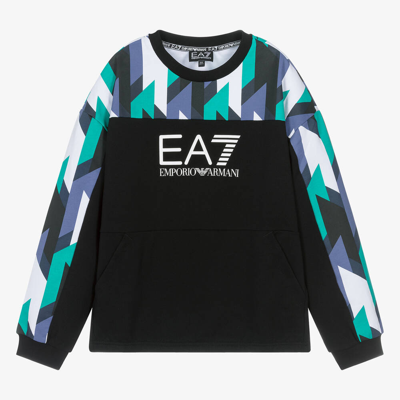 Shop Ea7 Emporio Armani Teen Boys Black Cotton  Sweatshirt