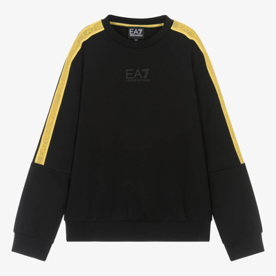 Shop Ea7 Emporio Armani Teen Boys Black  Cotton Sweatshirt