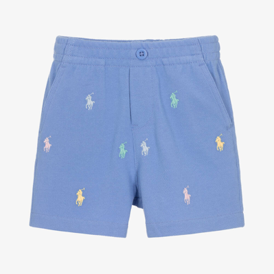Shop Ralph Lauren Baby Boys Blue Cotton Shorts