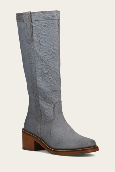 Shop The Frye Company Frye Kate Pull On Tall Boots In Steel Blue Floral