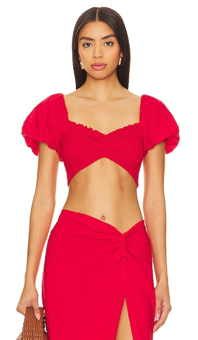 Peixoto Louisa Top In Red Sangria Lotus