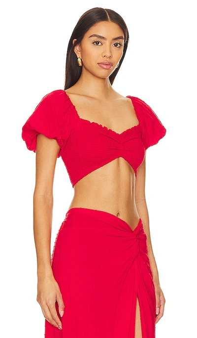 Peixoto Louisa Top In Red Sangria Lotus