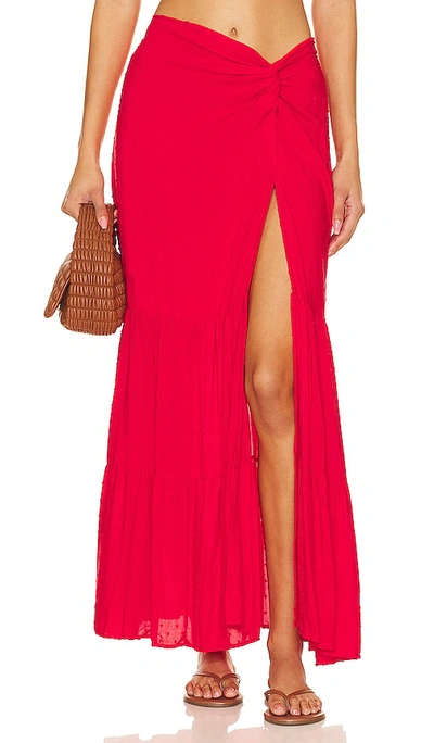 Shop Peixoto Valentina Skirt In Red Sangria Lotus
