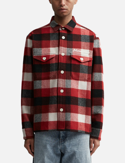 Shop Human Made Wool Beaverblock Check Shirt In Red
