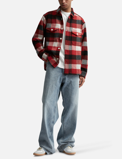 Shop Human Made Wool Beaverblock Check Shirt In Red