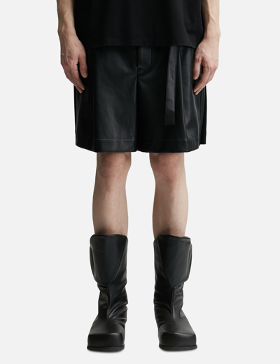 Shop Sacai Faux Leather Shorts In Black
