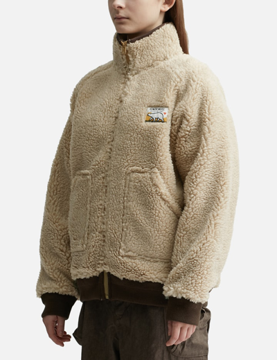 Shop Human Made Boa Fleece Jacket In Beige