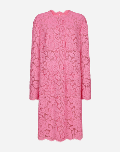 Dolce & Gabbana Dolce  Gabbana Floral Lace Cordonetto Coat In Pink