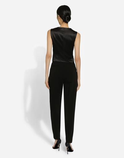 Dolce & Gabbana Black Button Down Sleeveless Vest Wool Top In Black