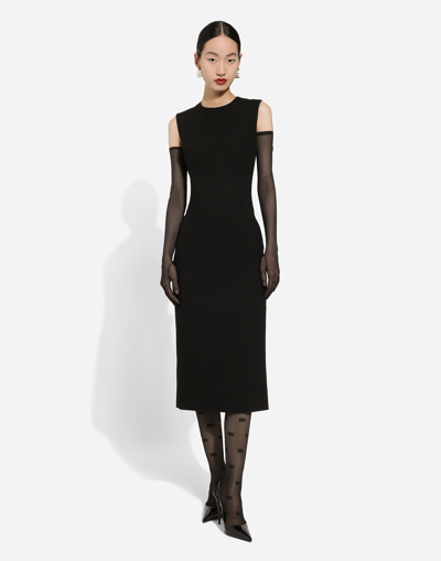 Shop Dolce & Gabbana Wool Sheath Dress In Black