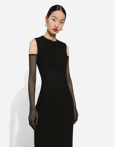 Shop Dolce & Gabbana Wool Sheath Dress In Black