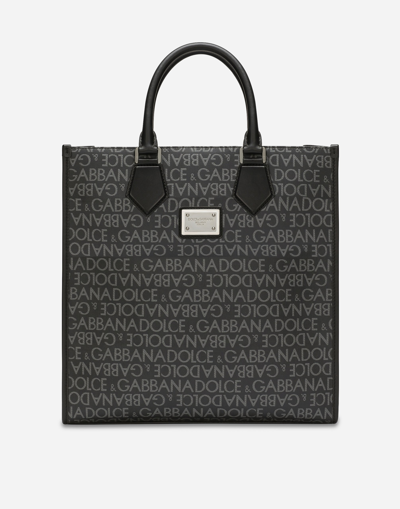 Shop Dolce & Gabbana Medium Coated Jacquard Shopper In Print