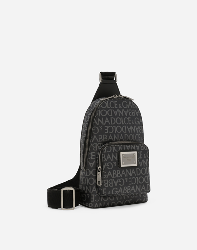 Shop Dolce & Gabbana Coated Jacquard Crossbody Backpack In Print