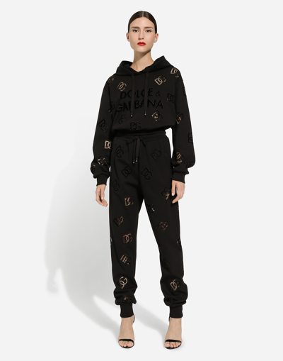 Dolce & Gabbana Jersey Jogging Pants With Cut-out In Black