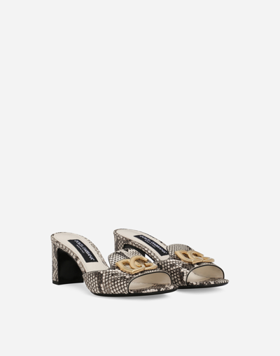 Dolce & Gabbana Python Skin Mules In Grey
