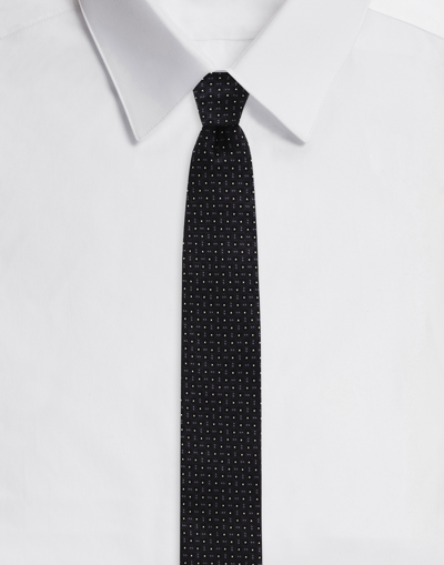 Dolce & Gabbana Patterned-jacquard Silk Tie In Blue