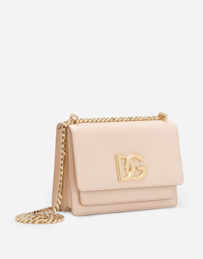 Dolce & Gabbana Logo-plaque Leather Crossbody Bag In Pink
