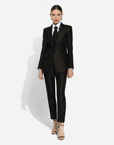 Dolce & Gabbana Elegant Black Brocade Single Breasted Blazer In Black