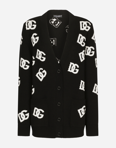 Shop Dolce & Gabbana Cashmere Cardigan With Dg Logo Inlay In Print