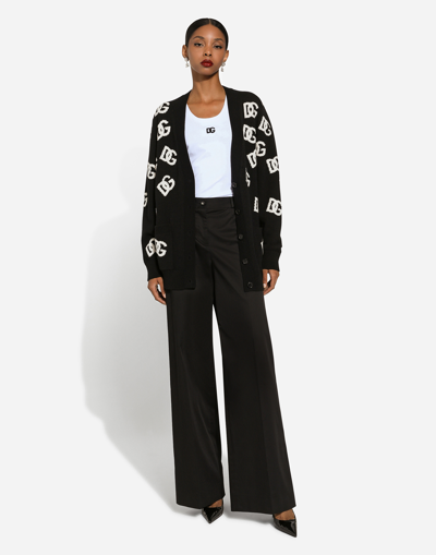 Shop Dolce & Gabbana Cashmere Cardigan With Dg Logo Inlay In Print