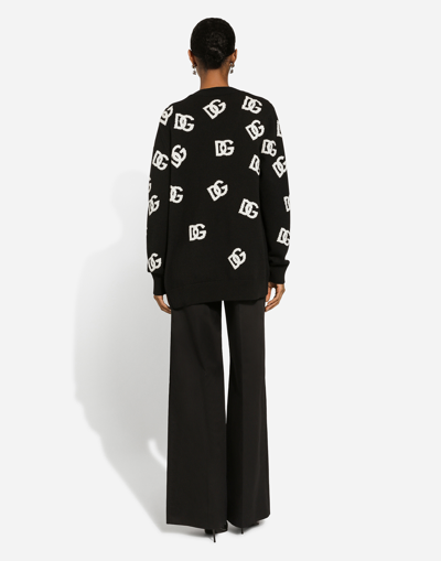 Shop Dolce & Gabbana Cashmere Cardigan With Dg Logo Inlay In Print